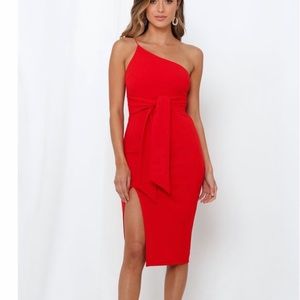 Hello molly red tie midi dress